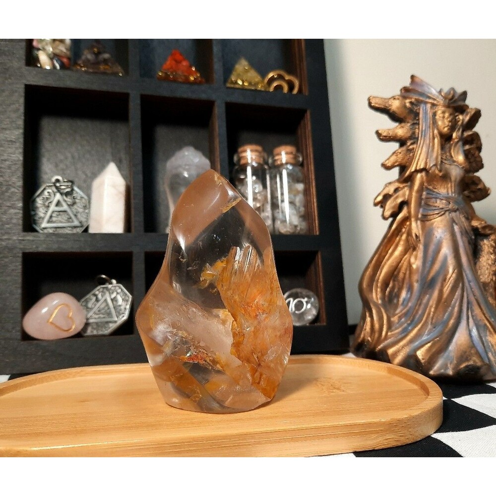 Natural Tea Quartz Quartz Crystal Flame with Inclusions